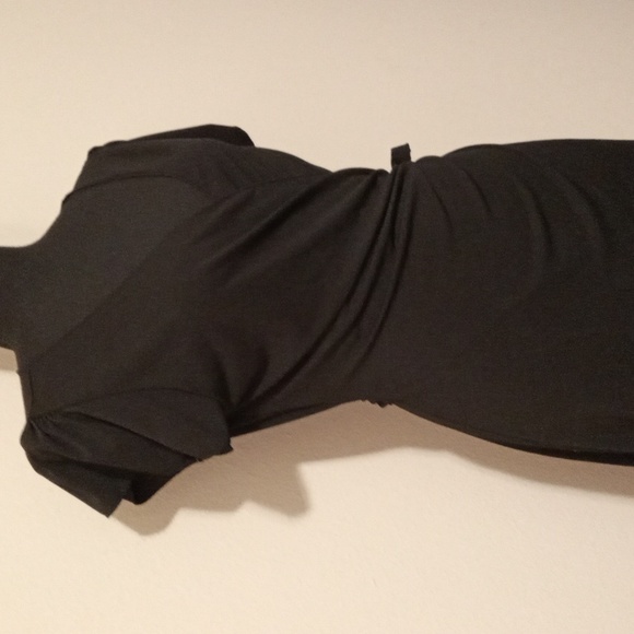 Studio M Black Short Flutter Sleeve Classic Wrap Dress Size Medium - Picture 5 of 10